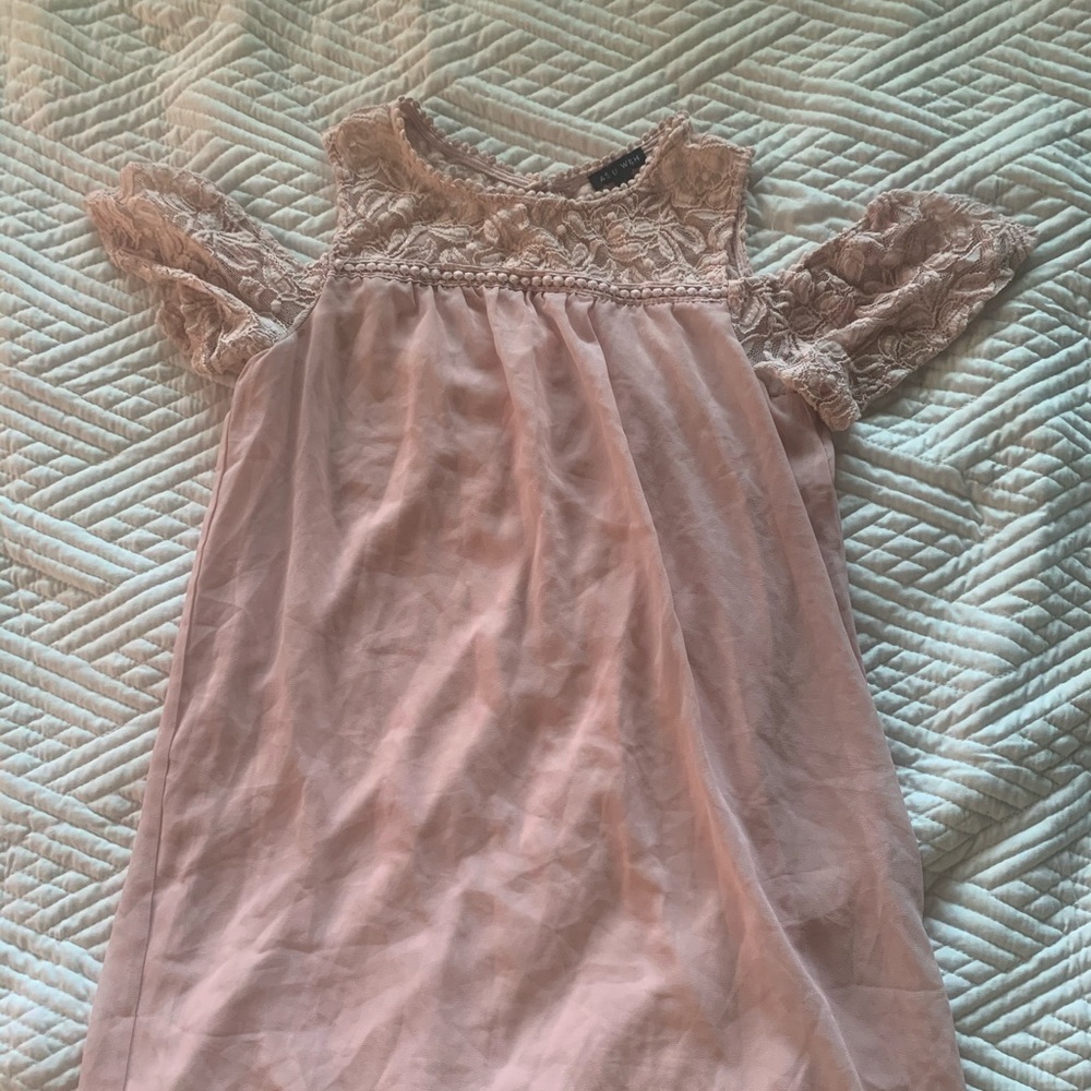 Blush Pink Lace Off the Shoulder Dress